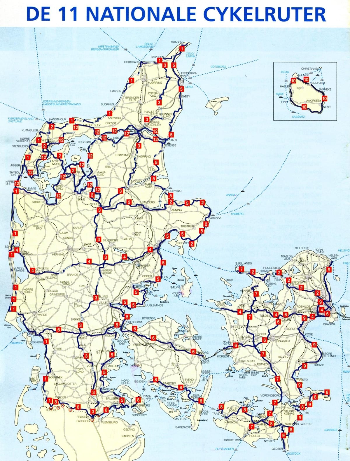 denemarke nasionale siklus roetes kaart