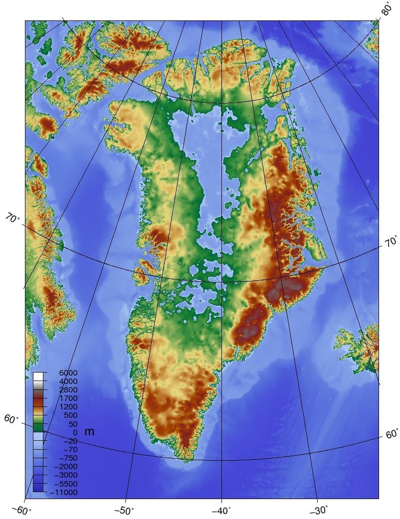 Kaart van denemarke topografiese