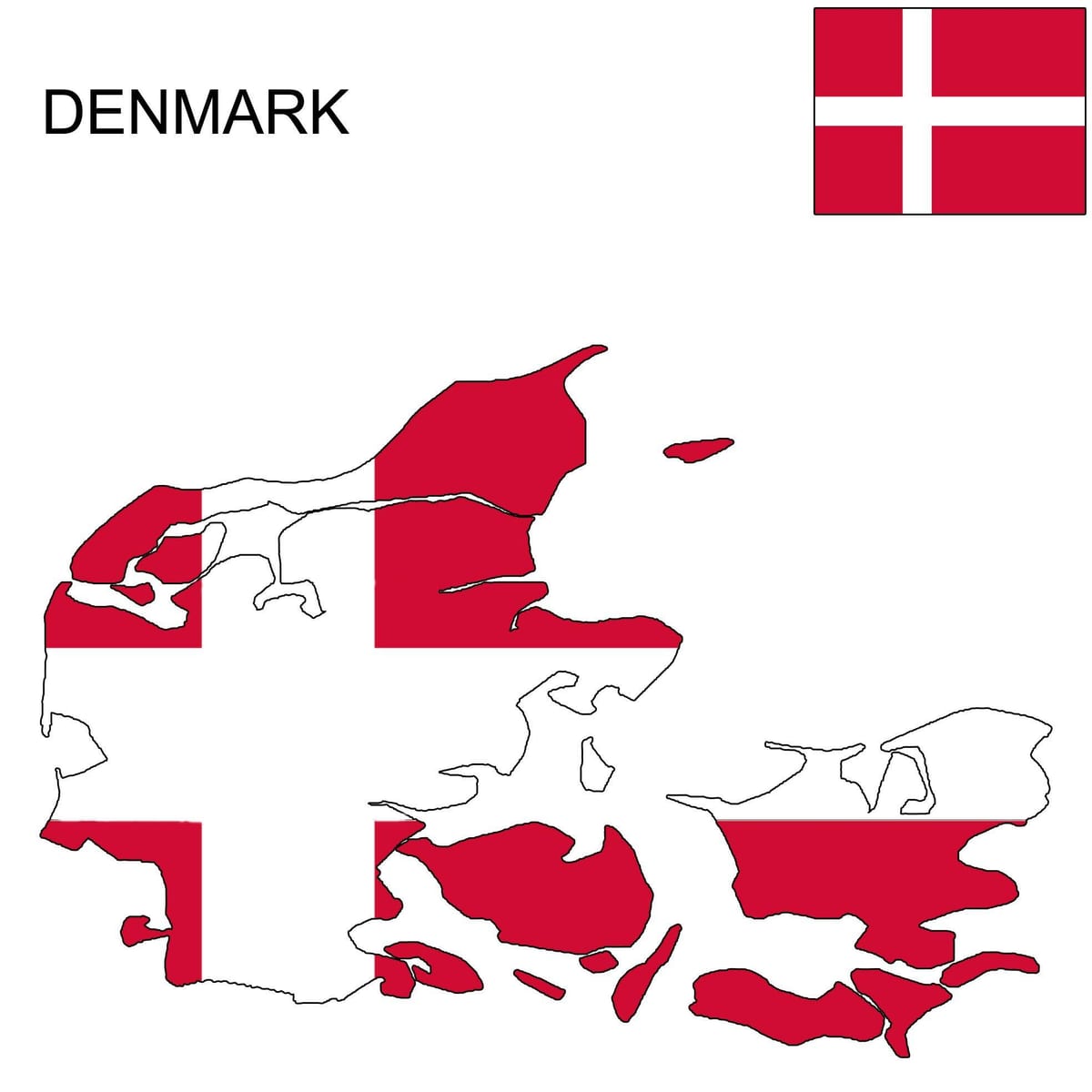 Kaart van denemarke vlag 
