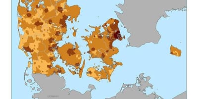 Denemarke bevolkingsdigtheid kaart