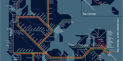 Kaart van die trein kopenhagen, denemarke